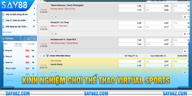Bí quyết đặt cược thể thao virtual sports hiệu quả