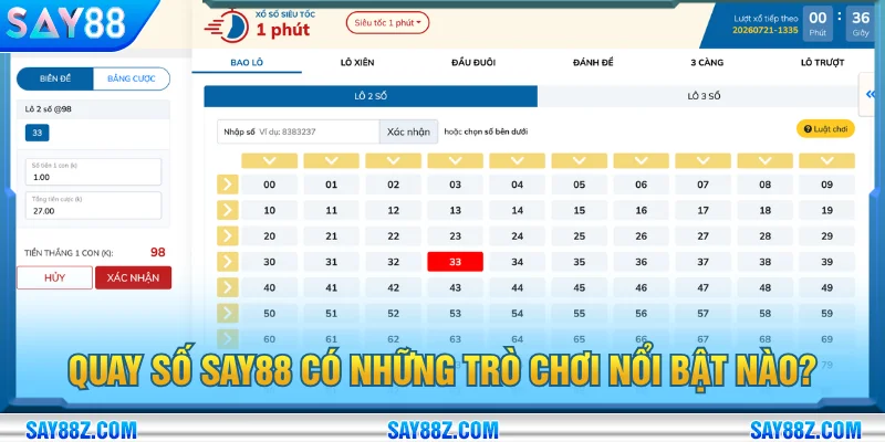 Chuyên mục quay số SAY88 có đa dạng tựa game