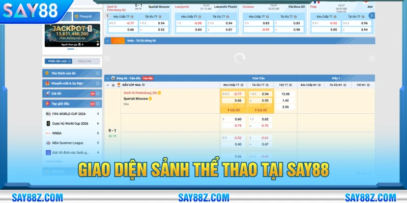 Giao diện sảnh thể thao tại nhà cái SAY88