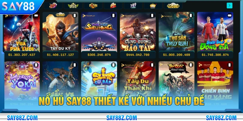 Nổ hũ SAY88 thiết kế với nhiều chủ đề để bạn lựa chọn
