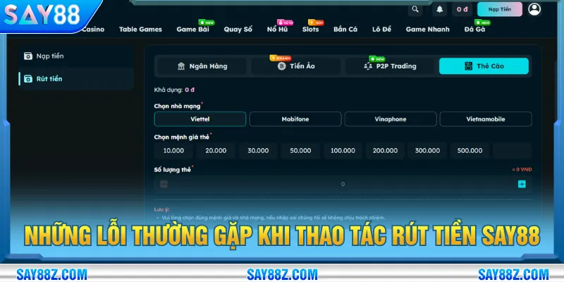 Thành viên cần biết cách khắc phục khi lỗi rút tiền SAY88