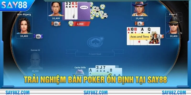 Trải nghiệm bàn Poker ổn định tại SAY88